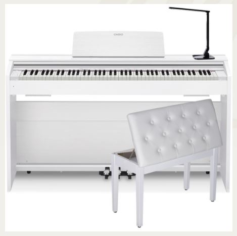 Casio PX870WE Home Digital Piano 88 key weighted with White Storage Bench and Multipurpose LED Lamp