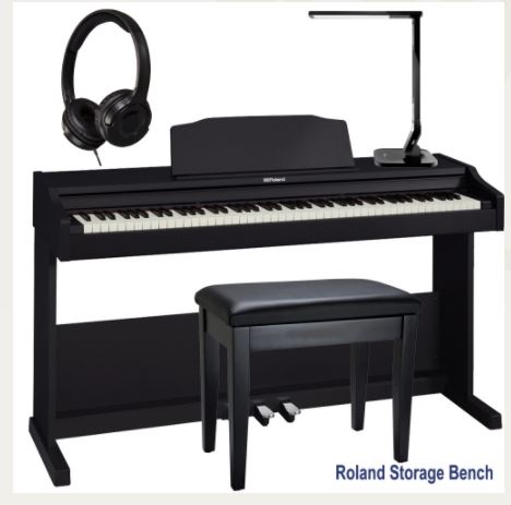 Roland RP-102 Home Style Digital Piano Black 88 Key Weighted With Roland Storage Bench, Headphones, LED Lamp